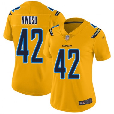 Los Angeles Chargers NFL Football Uchenna Nwosu Gold Jersey Women Limited #42 Inverted Legend->los angeles chargers->NFL Jersey
